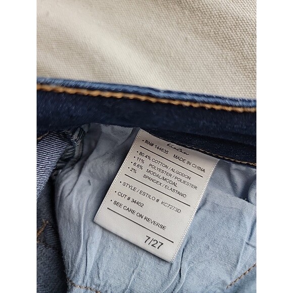 KanCan Jeans Womens 7 27 28x26 Crop Button Fly Stretch Crop Dark Blue Cuffed EUC - Picture 10 of 14